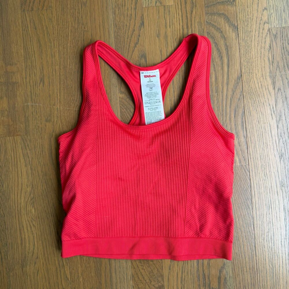 WILSON Everyday Brami Tennis Tank Top Sports Bra Infrared Red Small - Picture 5 of 11